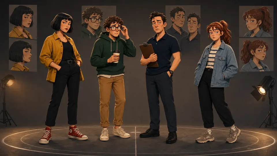 The recurring workplace comedy Cast translated into a mature stylized 3D direction