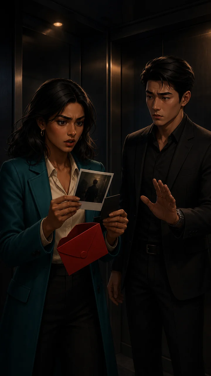 Maya opens the red envelope and reacts to an old photograph while Adrian asks her to wait
