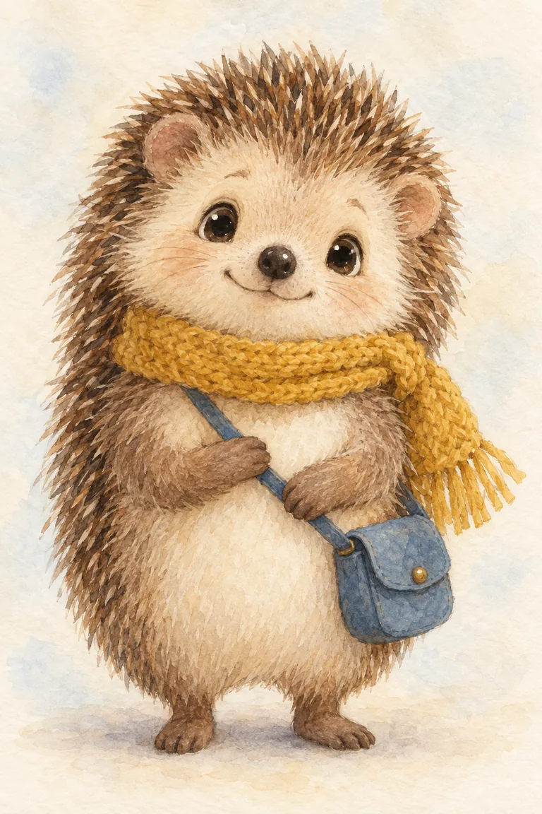 Hazel the hedgehog in the Watercolour storybook Look