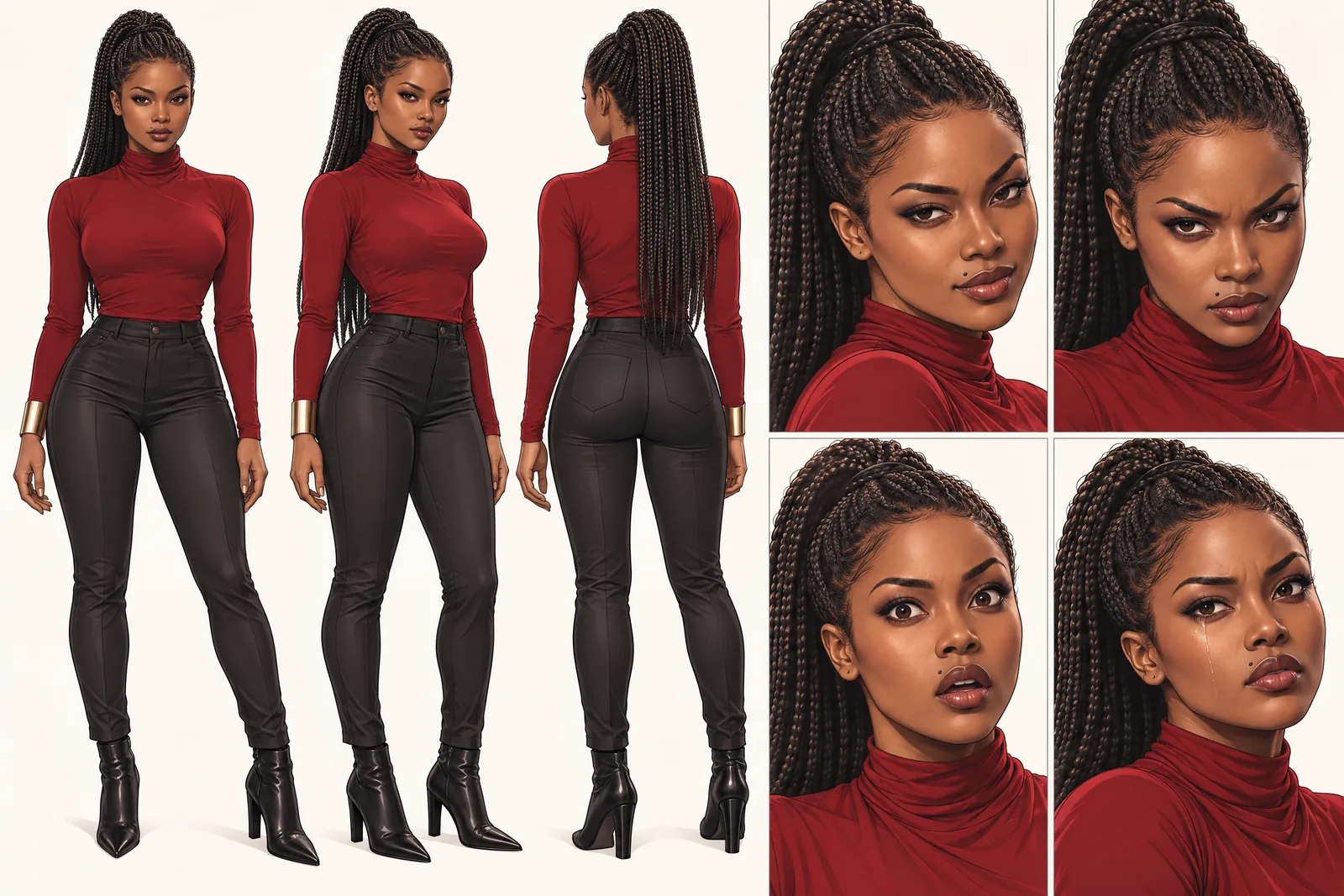 Delphine Okafor character sheet in the Webtoon comic Look
