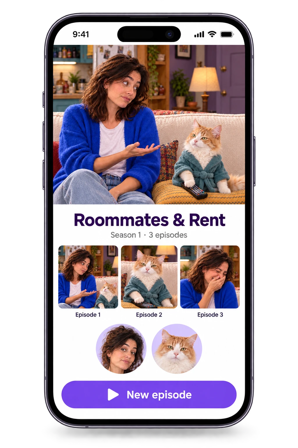 The app: your series page with the season and your Cast