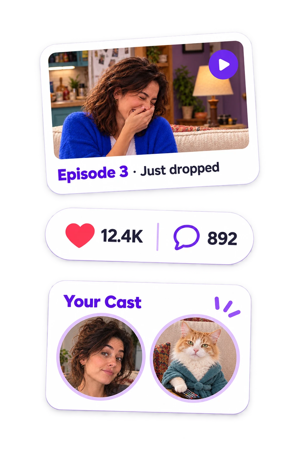 Episode cards from your season