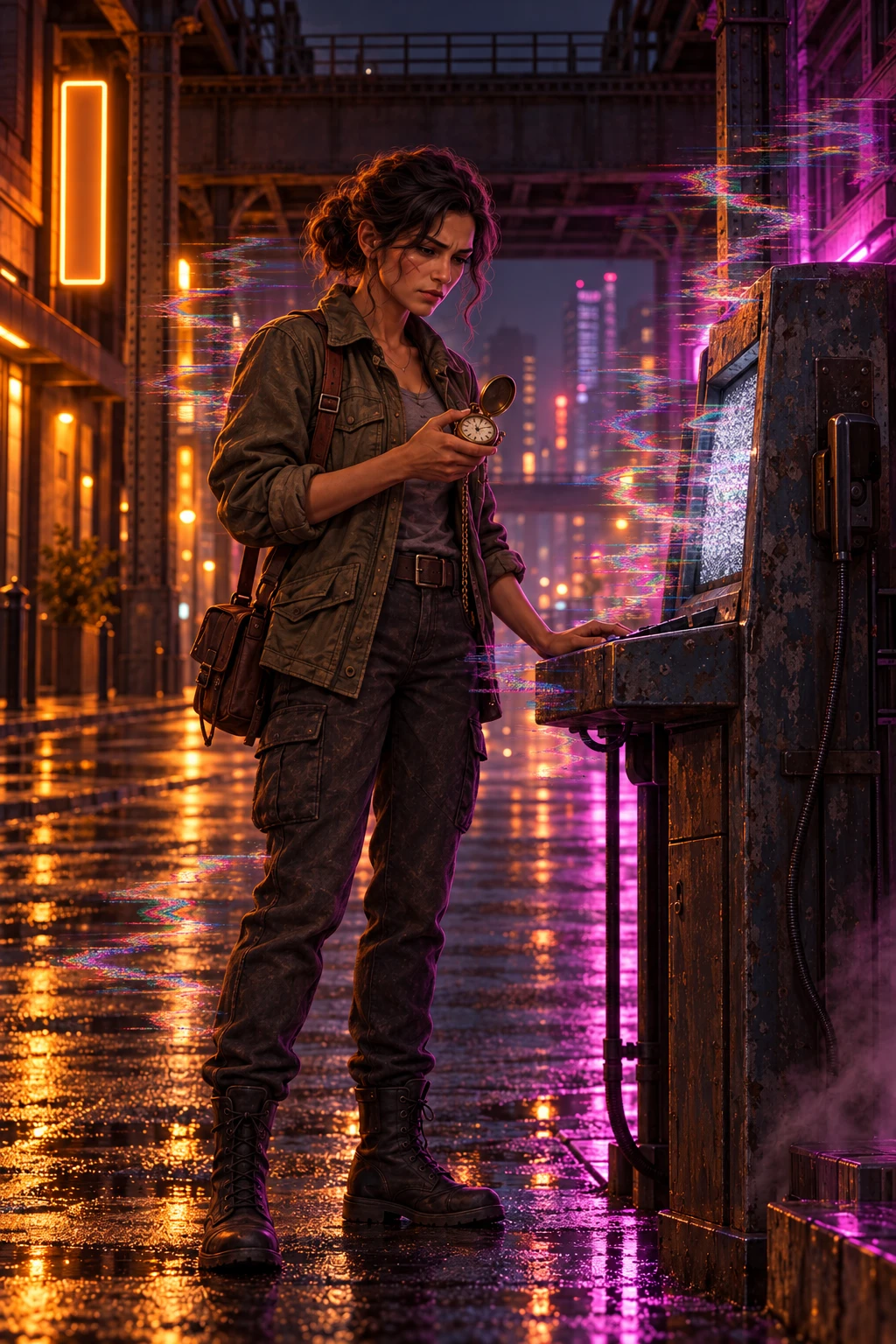 Episode still — Nadia alone at her desk after hours, rereading the promotion email nobody else saw.