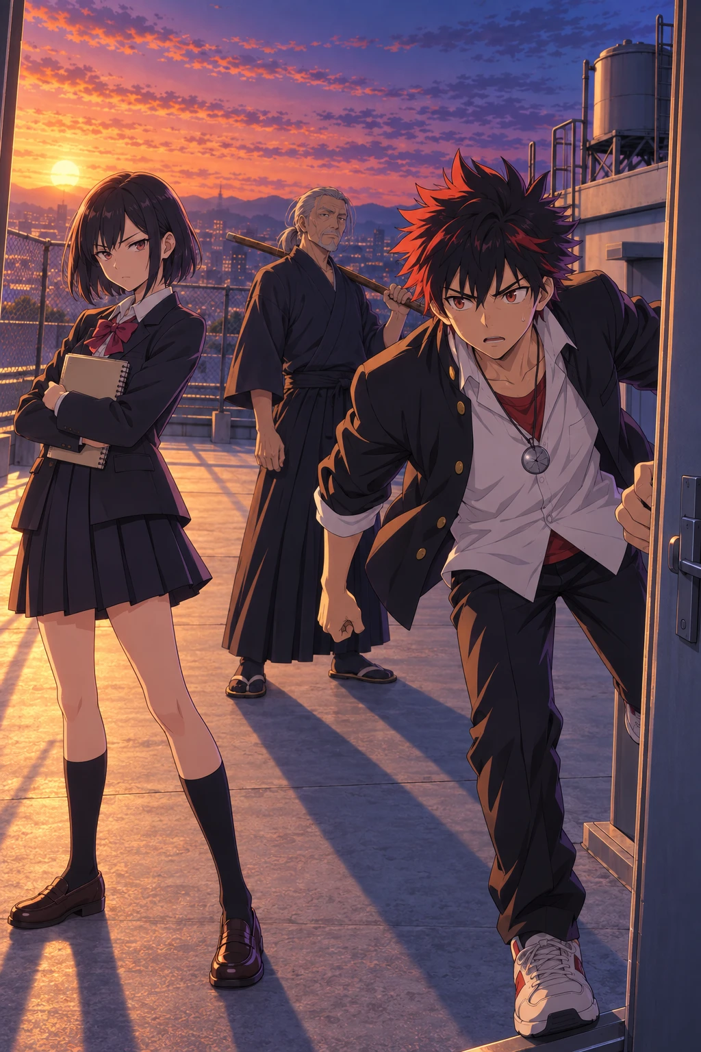 An anime Episode still — cel-shaded cast mid-scene.
