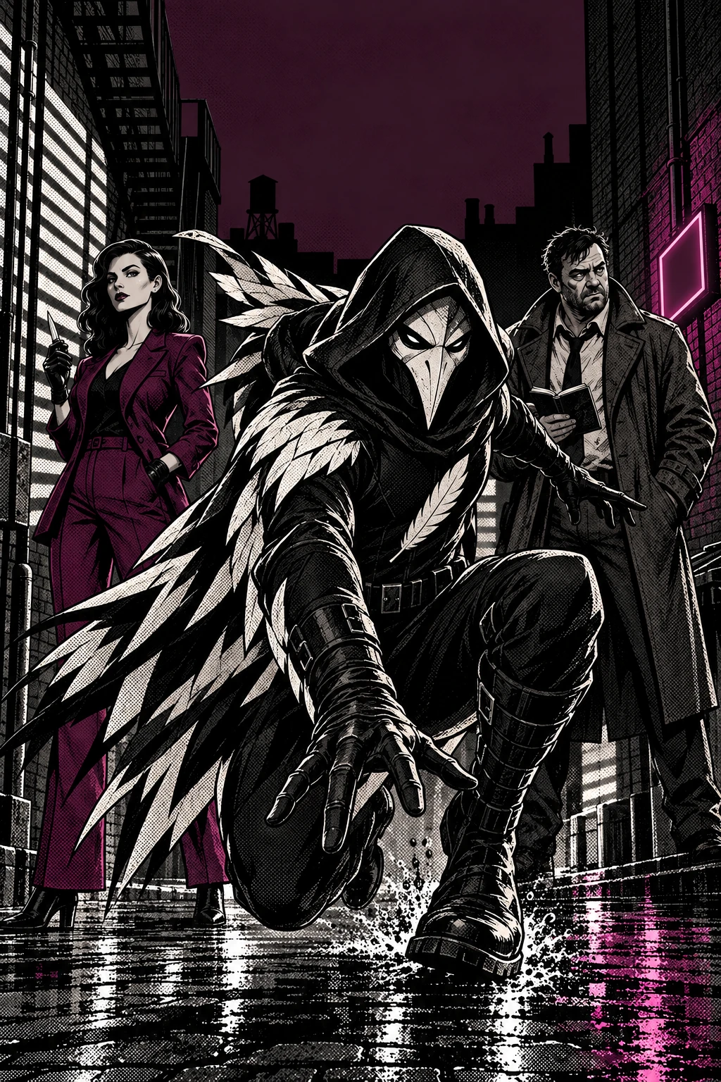 Graphic-novel series poster — a noir title treatment where the name sets the mood before the first panel.