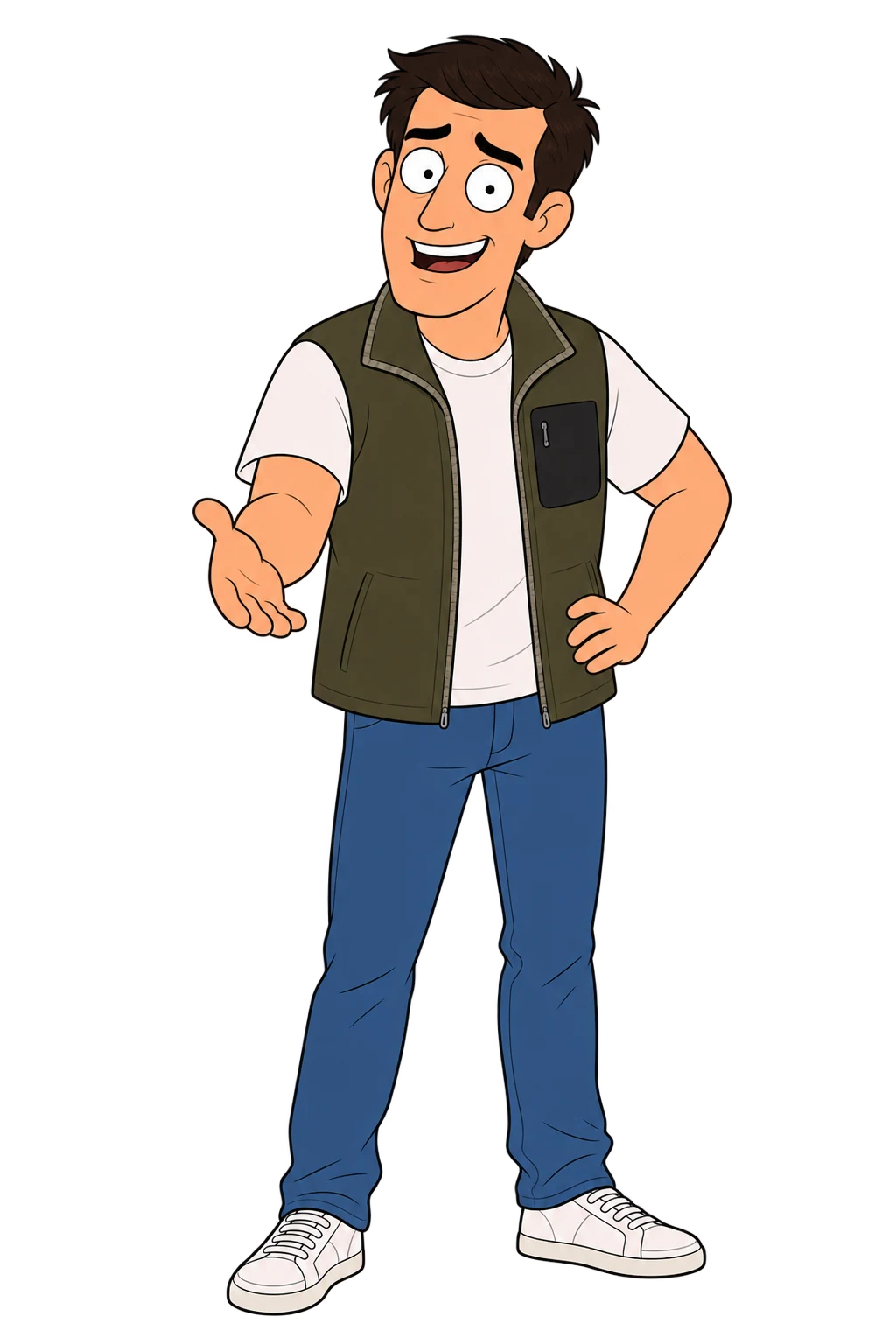 Cast card for Miles — the visionary founder whose pitch is the show’s running engine.