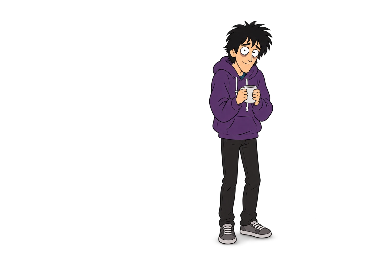 A second Cast member cutout — hoodie and coffee, a completely different read from the first.