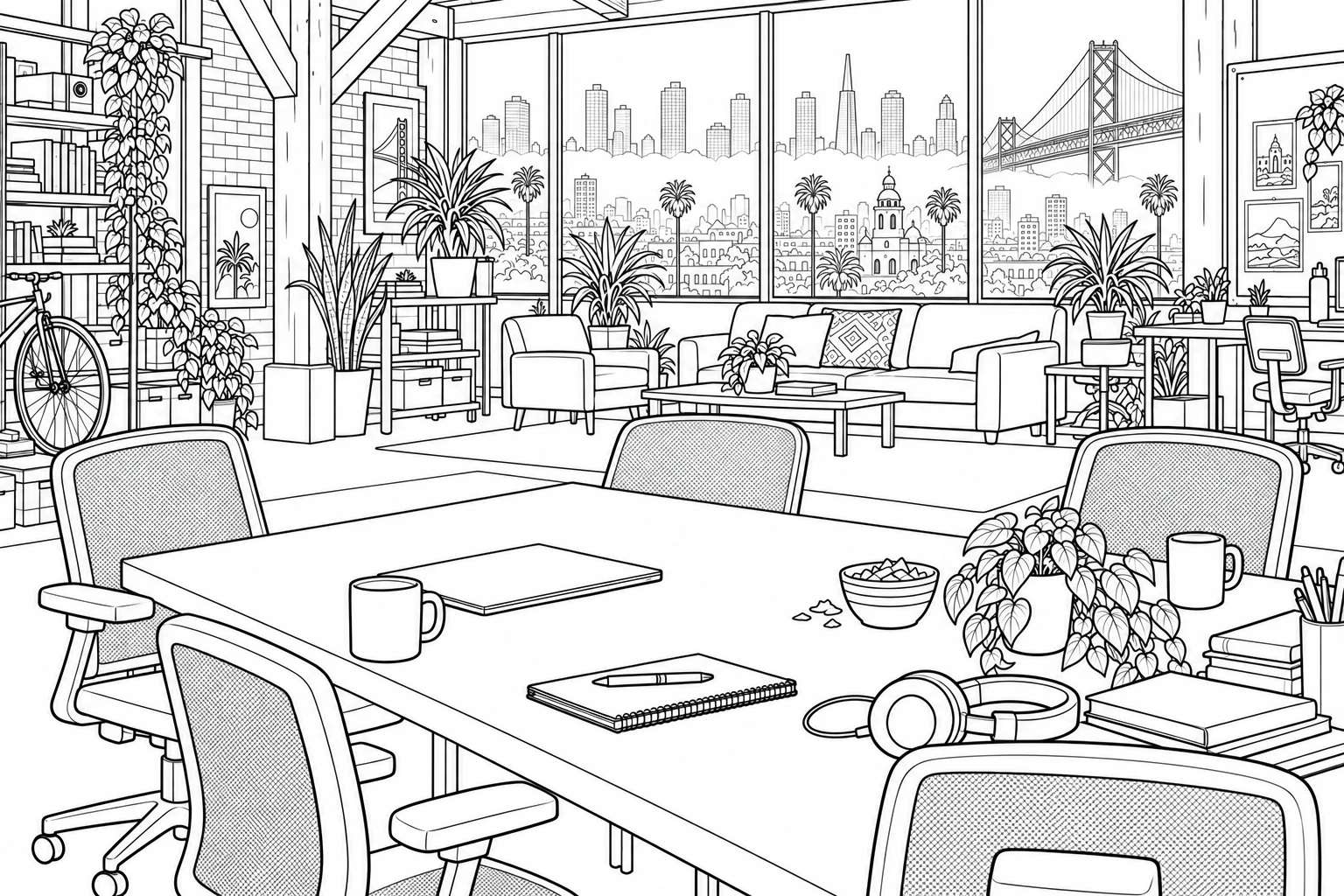 A World drawn in line art — the container holding the set, the rules, and the continuity.